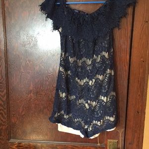 Laced off the shoulder romper